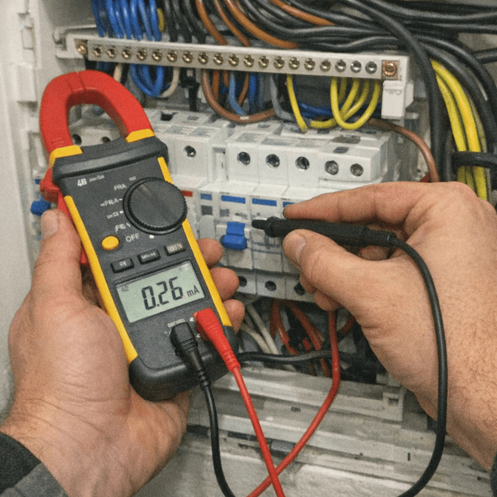 Messung an einer Unterverteilung nach dem Austausch eines beschädigten Schalters